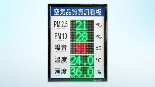 AQR5T_5合1空氣品質監測看板__噪音_PM2.5_PM10_溫度_濕度 戶外防水顯示看板