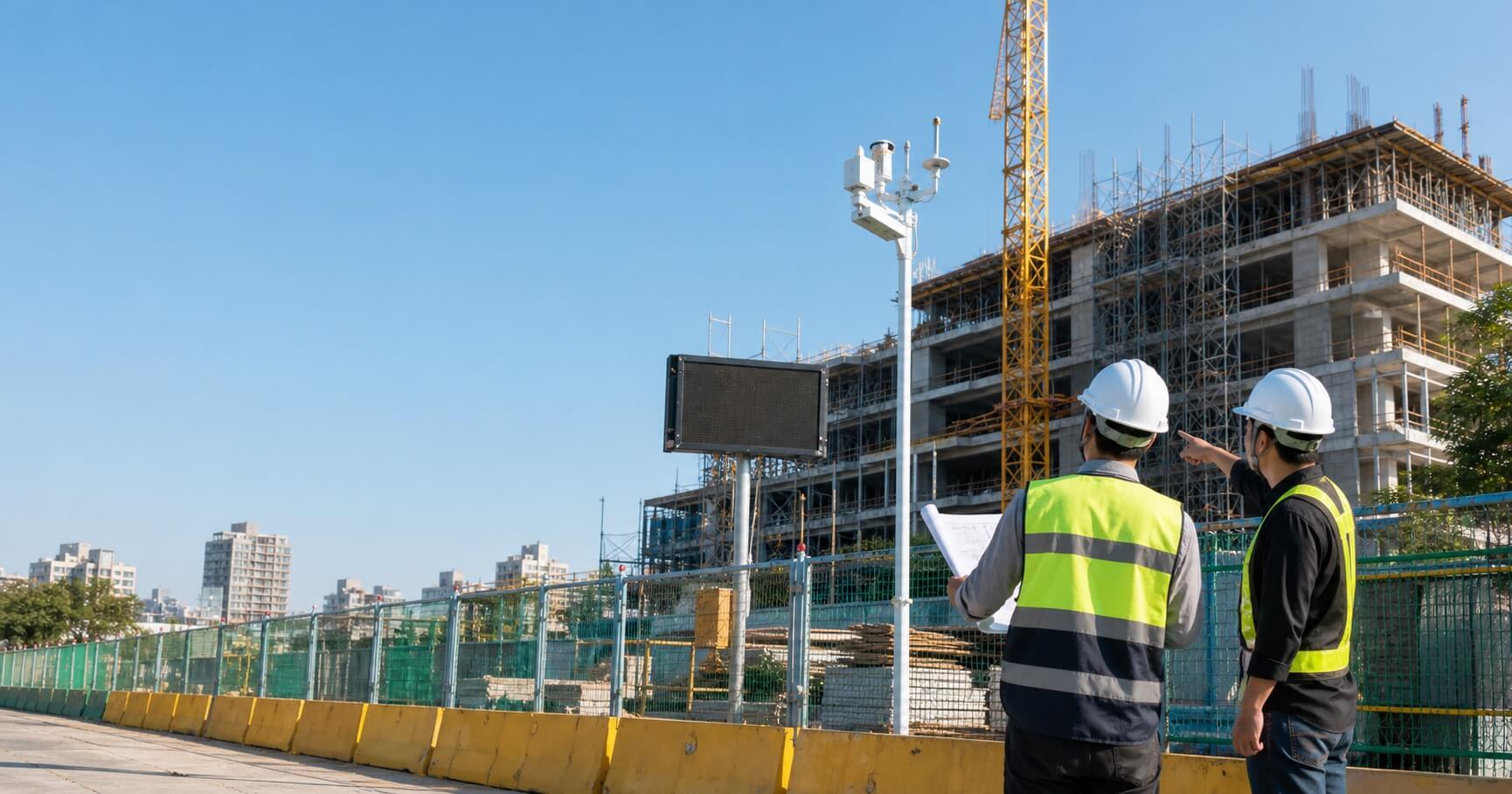 都市建築工地設置環境感測設備與戶外資訊看板的應用情境